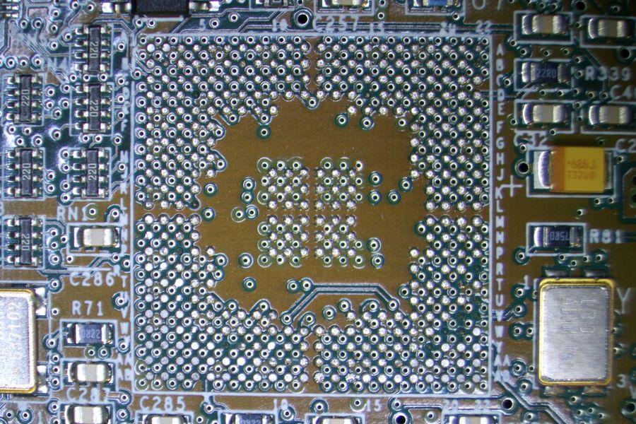 PCB with the PXA270 removed.